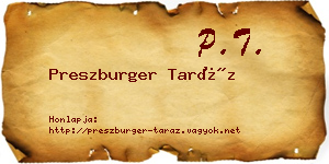 Preszburger Taráz névjegykártya